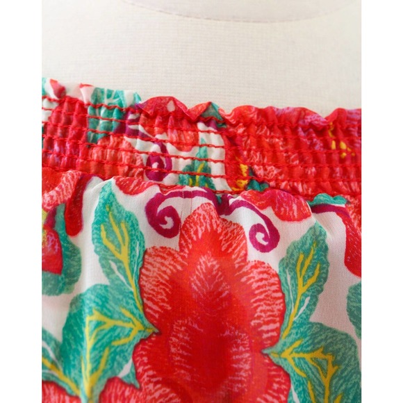 Show Me Your Mumu Casita Off the Shoulder Floral Mini Dress Size XS Red Green - Picture 8 of 8